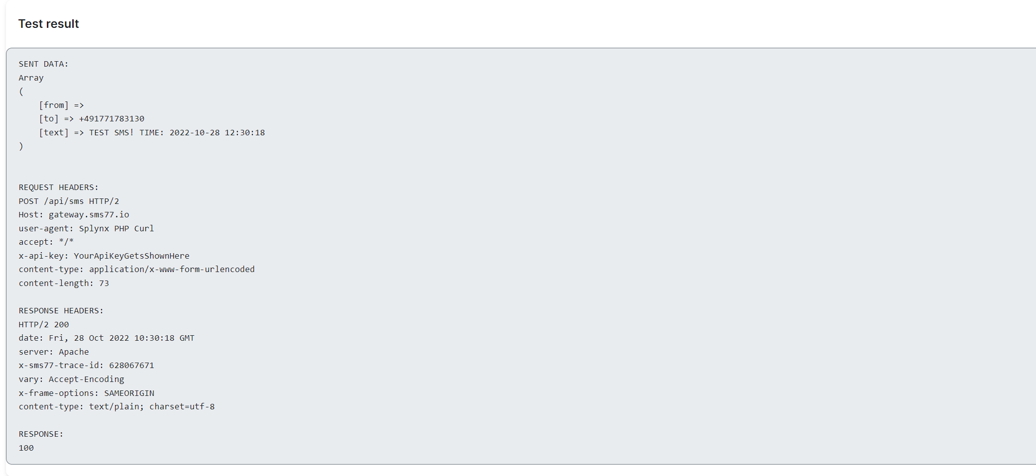 Splynx: Send Test SMS